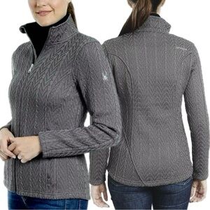 Spyder Major Cable Stryke Fleece Grey Sweater Jacket Full Zip In Size S
